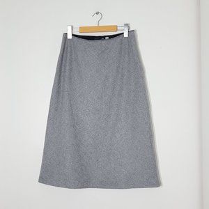 Gap A-Line Midi Skirt Gray Herringbone Wool Blend Lined Zippered Classic 6